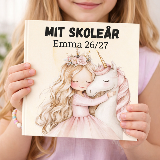 Personlig skoleårsbog – Prinsesse & enhjørning