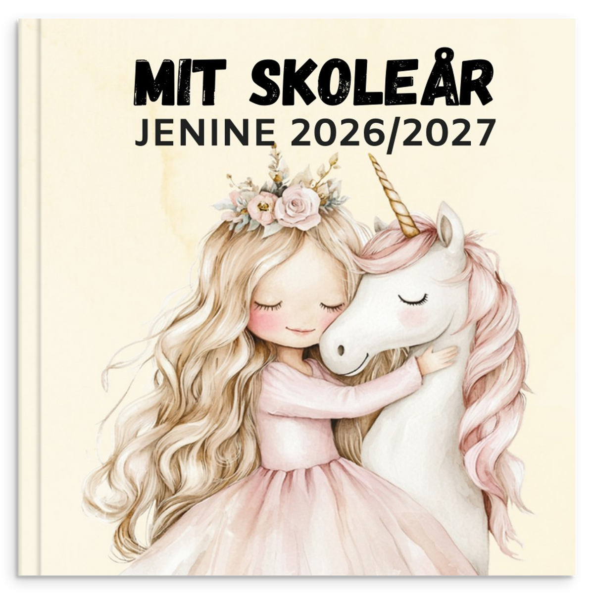 Personlig skoleårsbog – Prinsesse og enhjørning – produktbillede 1