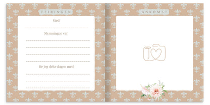 Konfirmasjonsbok innbundet med Peoner – personlig konfirmasjonsgave med hilsener (64 Gjester) | gjestebok & minnebok